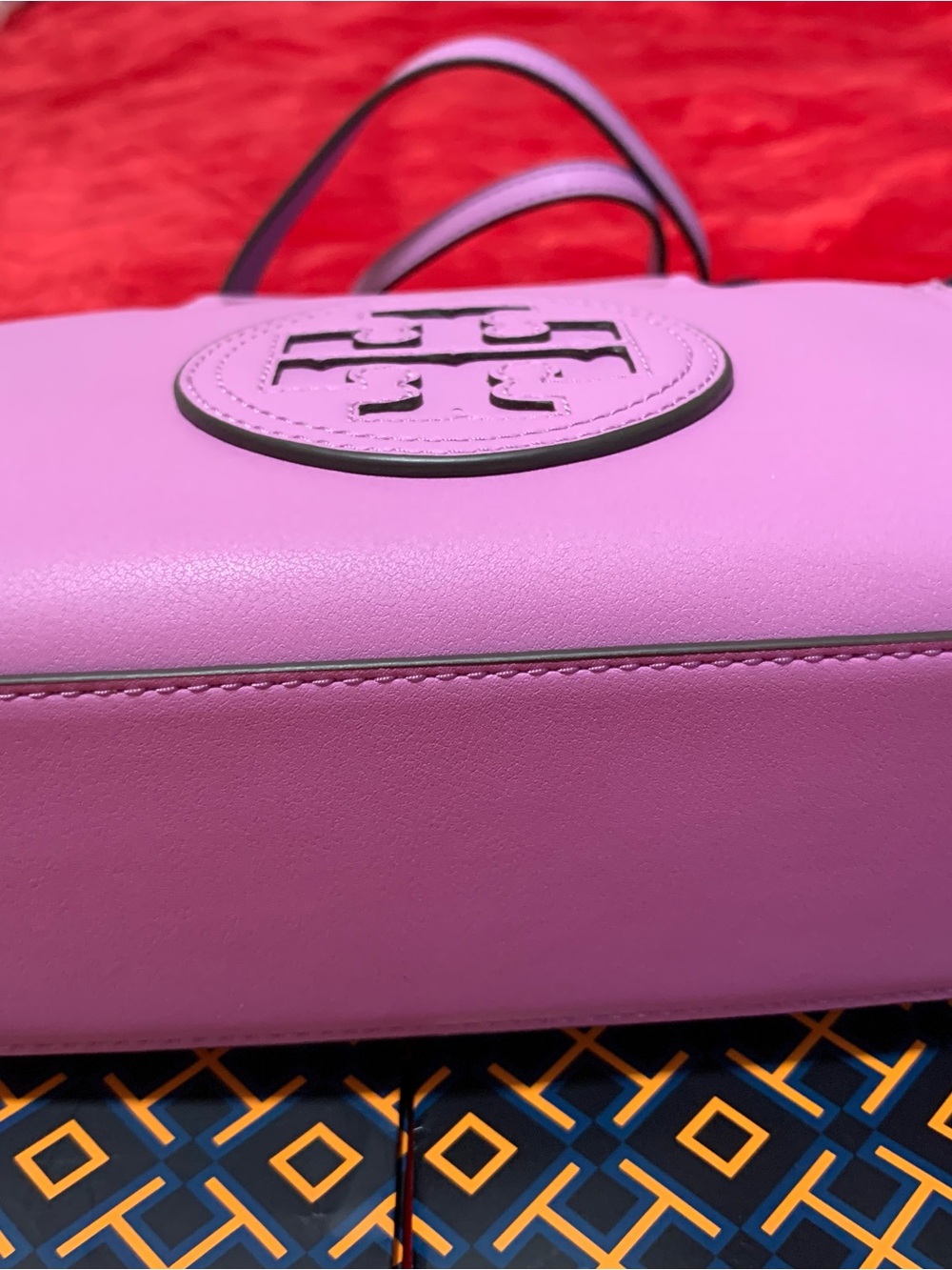Tory Burch Lilac Leather Mini Tote with Logo Medallion - Picture 4 of 9